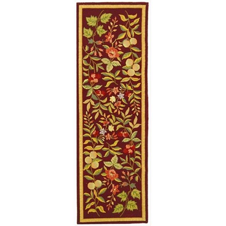 Safavieh 2 ft. - 6 in. x 8 ft. Runner- Country and Floral Chelsea Burgundy Hand Hooked Rug HK210C-28